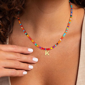 Collier pendentif en laiton vintage mignon en forme de cœur avec initiale et chaîne en bambou pour filles de 5 à 15 <span class=keywords><strong>ans</strong></span>, cadeau de fête - Product Image 6