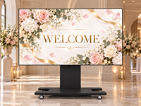 Écran LED motorisé pliable P0.9 de 108 pouces, affichage LED 2K sans soudure sur roues pour location de cérémonies de mariage et banquets