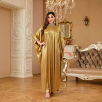 NR1535 Robe longue ample en polyester respirant, chic et luxueuse, à col rond et ornée de strass, pour l'été et l'automne, grande taille, transfrontalière