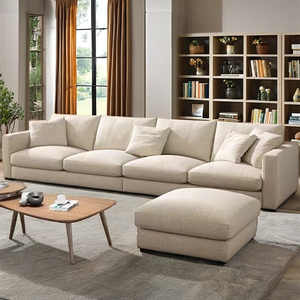 Bộ ghế sofa mô đun hiện đại tối giản màu trắng, chất liệu vải, nội thất phòng khách, thiết kế đơn giản kiểu châu Âu, mút làm mát đặc biệt - Product Image 1