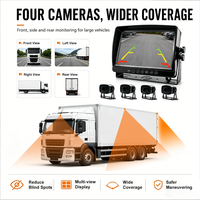Système de surveillance pour camion 9 pouces 4 canaux avec alerte IA BSD, caméra de recul 1080P, vision nocturne couleur, enregistrement en boucle sur carte SD, étanche IP68