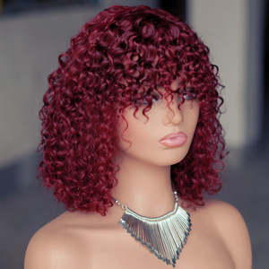 Perruque bouclée africaine, entièrement fabriquée à la machine, 100% cheveux indiens Remy, sans colle, longueur 10 pouces, densité 180%, 8A-12A, 1 pièce - Product Image 5