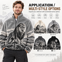Veste d'hiver en polaire sherpa pour homme, fermeture éclair intégrale, motif animalier, manteau d'extérieur, fournisseur OEM ODM personnalisé pour les marques de vêtements