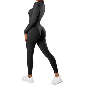 Mono Deportivo FOXA para Mujer, Manga Larga, Cuello Alto, Cierre Frontal con Cremallera, Acanalado, Elástico, para Yoga y Ejercicio - Product Image 5