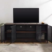 Table de Console multimédia, meuble TV avec étagères de rangement à 3 niveaux, Center de divertissement industriel avec cadre métallique pour le salon