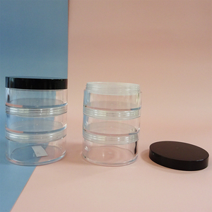 Tarro cilíndrico transparente de plástico con tapa rosada de rosca para uso cosmético, material PP AS, botella DIY, ensamblaje 3 en 1 - Product Image 3