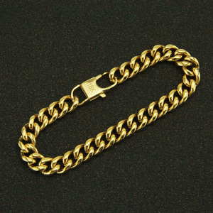 Pulsera de Cadena Cubana Simple y Brillante para Hombre, Estilo Hip Hop, Moda Urbana, 9mm de Ancho - Product Image 3