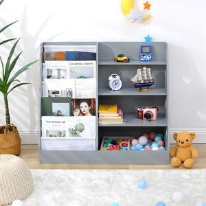 Estantería y organizador de almacenamiento para niños de <span class=keywords><strong>4</strong></span> niveles, estantería para niños, estantería de madera para bebés y niños pequeños, vitrina para sala de juegos - Product Image 2
