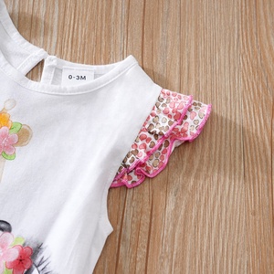 Combinaison d'été pour bébé fille, manches bouffantes, en coton, combinaison pour nourrissons, animaux mignons en aquarelle, imprimé girafe <span class=keywords><strong>zèbre</strong></span>, combinaison pour nouveau-né - Product Image 5