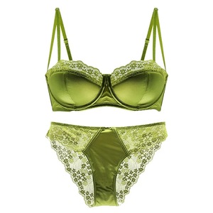 Wholesale Women's Satin Lace Bra and Panty <b>Set</b> Push up <b>Sexy</b> Bra <b>Set</b> French Style Elegant Intimates Comfortable Lingerie <b>Set</b> - Product Image 4
