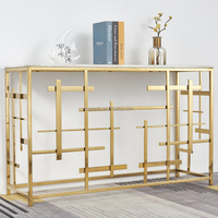 Table console nordique de haute qualité avec plateau en marbre et acier inoxydable doré, table d'appoint moderne pour villa, hôtel, entrée, couloir, salon