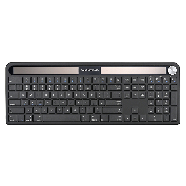 JOMAA Full Size Wireless Solar Keyboard Dual-Mode Slim Universal USB Type-C Capacitive Keyboard for PC Laptop Mac Tablet