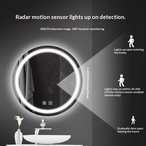 Espejo <span class=keywords><strong>de</strong></span> Baño LED Redondo <span class=keywords><strong>de</strong></span> Lujo con <span class=keywords><strong>Lentes</strong></span> <span class=keywords><strong>de</strong></span> Vidrio, Antivaho, con Lavabo, Espejo <span class=keywords><strong>de</strong></span> Maquillaje, Montado en la Pared - Product Image 4