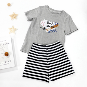 Toddler chàng trai quần áo tùy chỉnh đính trẻ em hai mảnh dệt kim trang phục mùa hè Ngắn Tay Áo cậu bé của quần áo bán buôn - Product Image 3