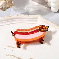 Yuxi – Nouveaux clips à cheveux en acétate de cellulose, style chien saucisson, 10 cm, mignons, pour femmes et filles, usage quotidien