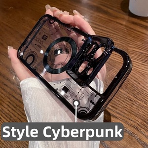 Custodia di lusso custodia magnetica <span class=keywords><strong>iPhone</strong></span> 15 <span class=keywords><strong>Pro</strong></span> Max <span class=keywords><strong>14</strong></span> 13 TPU custodia per telefono trasparente modello di percorso porta lenti - Product Image 4