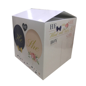 Personalized full color printing large baby shower sticker kits party balloon cardboard box boy or girl gender reveal boxes