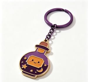 Purple Enamel Metal Key Chain Bottle Shape Plated Keyring <b>Custom</b> Collectible Gift Accessory - Product Image 3