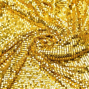 Tessuto in Rete Metallica Dorata 45*150cm con Paillettes e Strass per Creazione di Abiti, Borse, <span class=keywords><strong>Vestiti</strong></span> e Accessori Glitterati - Product Image 3