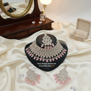 Low Prices Trending Fancy Collection Gold Plated Kundan & Pearl with Pink Stone Necklace <b>Set</b> For Women Wear Jewelry - Product Image 2