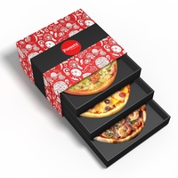 Boîte à pizza à 3 couches en gros, personnalisée, en carton ondulé, avec trous d'aération, écologique, pour la livraison de plats à emporter