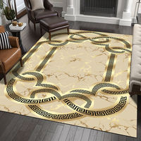 Tapis à poils ras en fibres de polyester imprimé en 3D, fabriqué à la machine, pour salon et chambre, design moderne, avec envers antidérapant, personnalisable