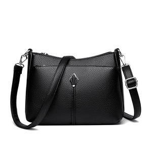 Sac messager en PU à motif géométrique tendance avec fermeture éclair et rivets, portable, durable, sangle réglable pour usage quotidien - Product Image 1