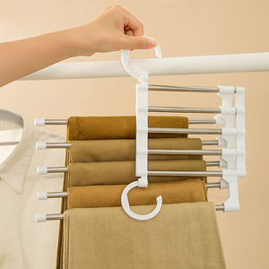 Perchero multicapa para pantalones, colgador mágico 5 en 1, tendedero plegable y telescópico, de acero inoxidable - Product Image 2
