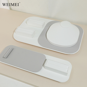WEIMEI Custom Logo Wholesale Modern Minimalist White Grey Two-tone Rounded Corner Necklace Ring Showcase Jewelry Display Set - Product Image 6