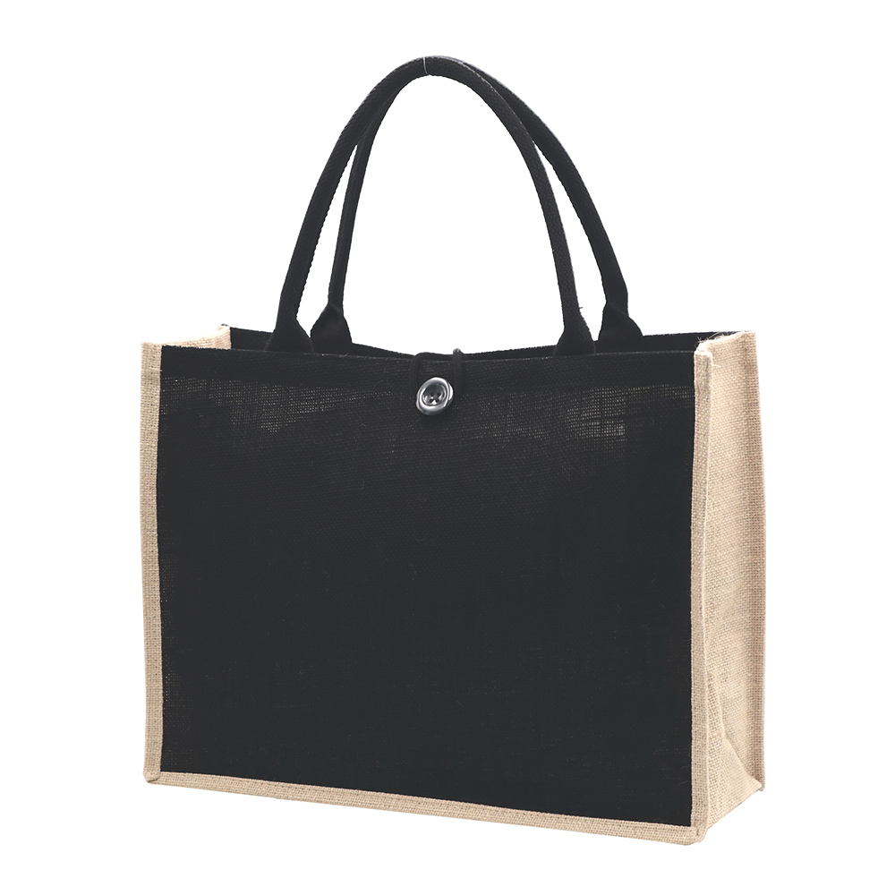 环保层压黄麻袋麻布可重复使用亚麻沙滩袋黑森州购物手提袋与自定义