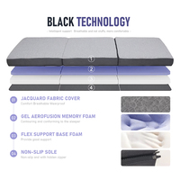 Matelas pliable en mousse à mémoire de forme, lit d'appoint portable à trois plis pour petit espace, appartement, OEM, ODM, marque privée, vente en gros