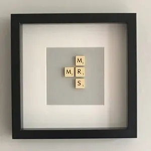 Gift To Celebrate A Wedding or Anniversary Mr And Mrs Scrabble Art