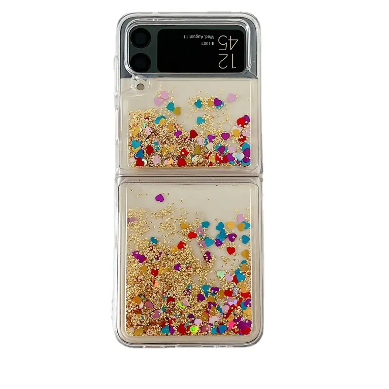 Para Galaxy Z Flip5 Phone Case Pantalla plegable Flash Powder Quicksand Funda de silicona para teléfono móvil para Samsung Galaxy Z Flip4