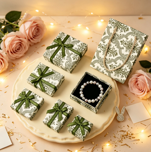 ECO Paper Necklace <b>Bracelet</b> <b>Gift</b> Christmas Jewelry Packaging <b>Boxes</b> with Velvet Lids Custom Logo <b>for</b> Jewellery Luxury Ribbon Bow - Product Image 3