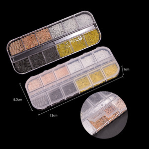 12 Grilles de Breloques pour Ongles en Alliage Métallique Mixte Or Argent Noir, Mini Perles Caviar 3D, Fournitures de Décoration pour Nail Art - Product Image 2