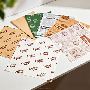 กระดาษรองตะกร้าเคลือบ PE กันน้ำ พิมพ์โลโก้ได้ สำหรับอาหาร ทนน้ำมัน เหมาะสำหรับใส่เฟรนช์ฟรายส์ ไก่ ขนมปัง ใช้ในร้านอาหาร - Product Image 1