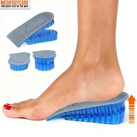 MediFootCare Semelles rehausseuses de talon en gel de silicone, 1,8''/3,5 cm, à deux couches, réglables en hauteur, pour chaussures, bleues
