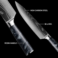 Couteau de cuisine à motif laser, acier inoxydable à haute teneur en carbone, 56 HRC, ensemble de couteaux de chef professionnels, manche en résine, couteau de cuisine personnalisé