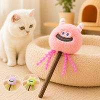 Jouet interactif en peluche Monster Cat Teaser Wand, pour faire courser, sauter et exercer votre chat en intérieur, 3 couleurs, 14 cm