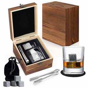 Ensemble de verres à whisky haut de gamme en coffret en bois, avec verre individuel et pierres à whisky – Meilleures ventes - Product Image 4