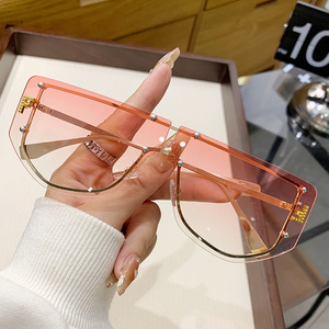 F Brand Fashionable <b>Oversized</b> Metal <b>Sunglasses</b> UV400 Protection Unisex Style - Product Image 4