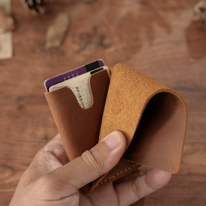 Tarjetero de Cuero Crazy Horse Hecho a Mano, Mini Cartera de Cuero Genuino, Opción Personalizada - Product Image 4