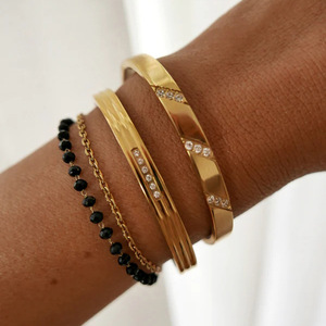 Yueli Gold <b>Bracelet</b> With Emerald And Zircon Inlay Women's Fashion Bangle Everyday Wear - Product Image 3