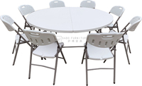 Ensemble table et chaises pliantes d'extérieur rondes 4ft 6ft avec pieds en métal, table en plastique portable pour salle à manger, fermes, hôtels, événements