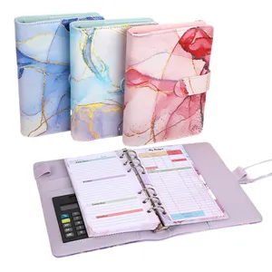 Hot sale marble A6 Notebook Binder Budget with Cash Envelopes Planner budget binder with ruler calculator