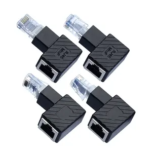 Adaptador de cabo de rede rj45 macho para fêmea, adaptador de cabo de rede com ângulo de 90 graus para computador e notebook