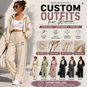 Conjuntos Personalizados para Mujer, Sudadera Corta con Logotipo Bordado, Top sin Mangas, Pantalones Anchos, Conjunto de Tres Piezas, Proveedor OEM ODM - Product Image 1