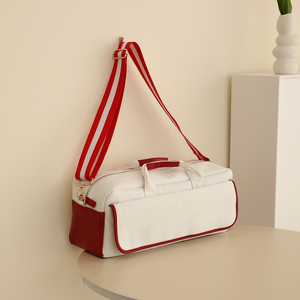 Tas bahu tali dapat disesuaikan, tas Mahjong, tas bahu tali dapat disesuaikan, tas ransel perjalanan tahan lama kanvas merah dan putih - Product Image 2