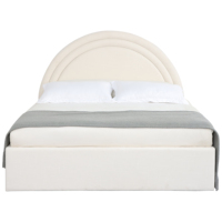 Elegante Base de Cama Tapizada en Bouclé con Diseño Suave y Redondeado para Colecciones de Dormitorios de Lujo