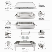 Chauffe-Plat Professionnel en Acier Inoxydable Robuste avec Chauffe-Plat à Bougie pour Buffet, Hôtel, Restaurant, Banquet